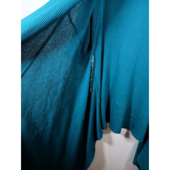 Faith & Zoe Acrylic Cotton Cardigan Teal Blue Long Drape Open Front Plus Size 1X - Picture 6 of 7
